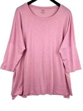 Suzy Shier Soft Pink Lightweight Modal Blend 1/2 Sleeve Scoop Neck Pullover XXL